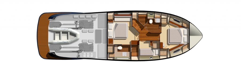 Riviera Boat Belize 54 Sedan Anchored Preview Plan Image